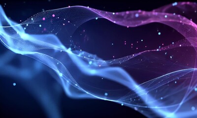Wall Mural - digital data background with glowing particles and holographic effects, creating an immersive digita