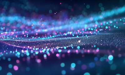Wall Mural - digital data background with glowing particles and holographic effects, creating an immersive digita
