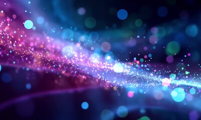 Wall Mural - digital data background with glowing particles and holographic effects, creating an immersive digita