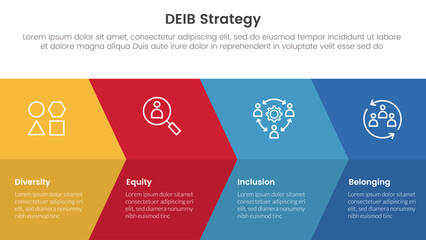 Wall Mural - deib diversity strategy infographic 4 point stage template with big arrow fullpage combination for s