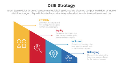 Wall Mural - deib diversity strategy infographic 4 point stage template with triangle shape divided sledge for sl