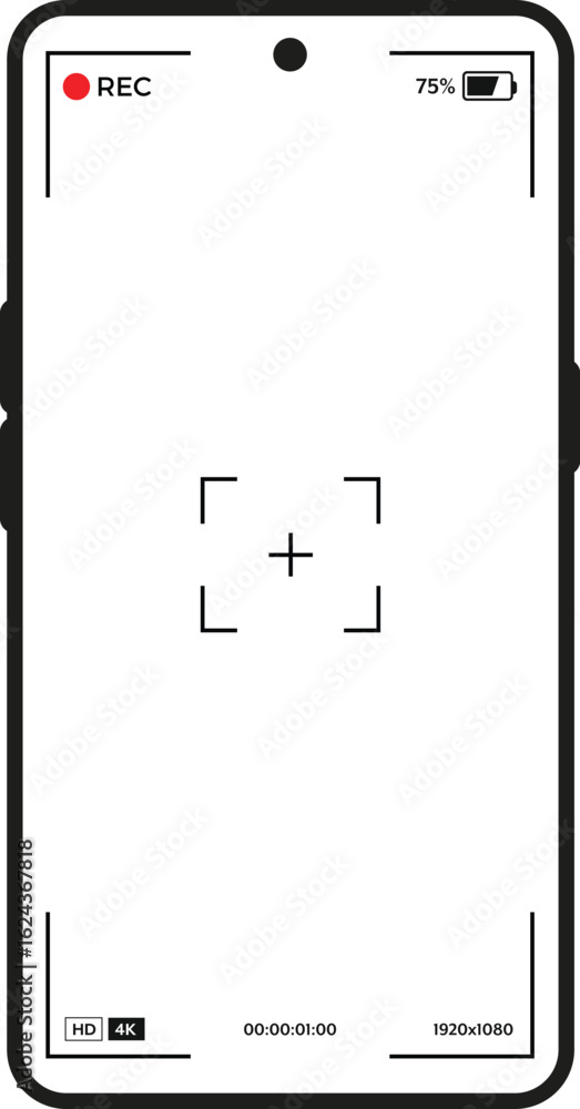 Mobile Phone Camera video Recording Screen Mockup Smartphone viewfinder ...