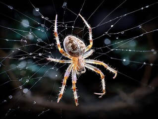 Ornate spider in intricate web