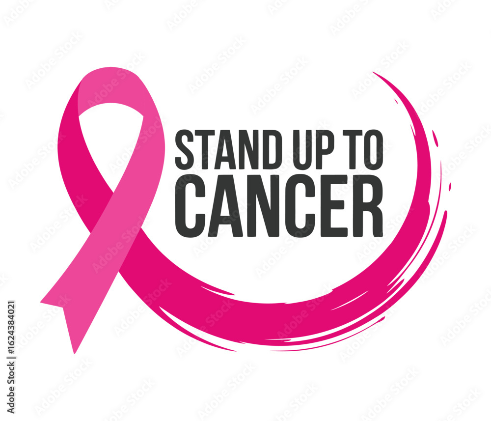 Breast cancer awareness pink ribbon symbol with heart and support ...