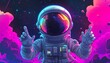© hsantima - Astronaut in colorful cosmic adventure.
