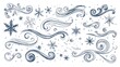 © fahad - Wintery Whispers: A delicate collection of snowflakes and swirling wind patterns, captured in an elegant illustration, evokes the serene beauty of a winter's day.