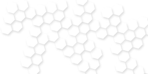 Wall Mural - abstract white line hexagon geometric pattern seamless background, minimalist hexagon display with r