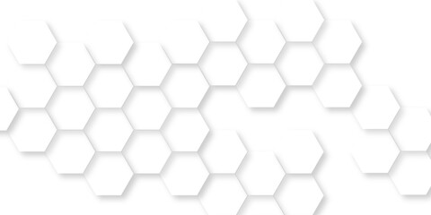 Wall Mural - abstract white line hexagon geometric pattern seamless background, minimalist hexagon display with r