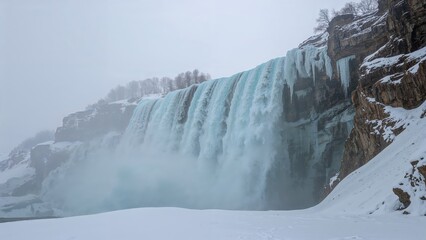 Wall Mural - a cascade of ice and snow turned solid and frozen