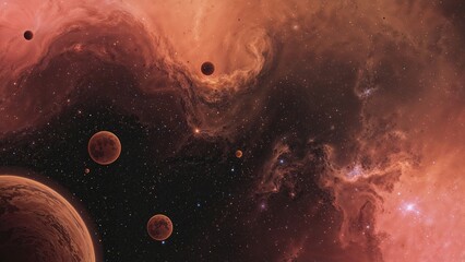 Wall Mural - futuristic outer space backdrop with a vibrant blend of pink and orange colors