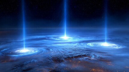 Wall Mural - Galactic Center with Powerful Light Beams