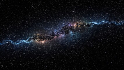 Wall Mural - far-off solar system panorama with dynamic wave art and bright stellar explosions in a vivid space e