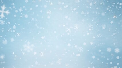 Wall Mural - cold season setting with snow gently falling on a blue background and space for content