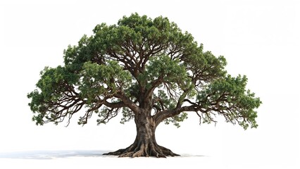 Wall Mural - High-resolution isolated big tree on a white canvas, tree image designed for graphic decoration, suitable for web and print use.