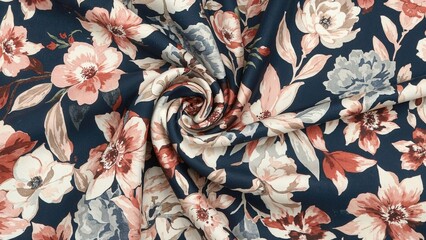 Wall Mural - abstract and elegant floral-geometric design on silk scarf ideal for fashion accessories and wallpap