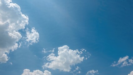 Wall Mural - Clear blue heavens with scattered white clouds