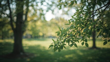 Wall Mural - softly blurred outdoor greenery with bokeh highlights