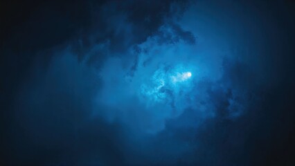Wall Mural - Cerulean spotlight shining through dense smog