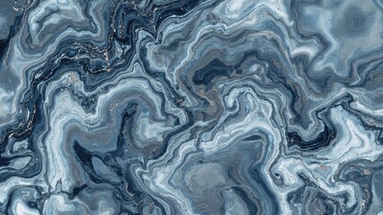 Wall Mural - abstract blue globe featuring curly grey and golden elements. decorative surface and background. 2d 