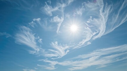 Wall Mural - Breathtaking sky scene with the sun and clouds in the distance produced by generative AI
