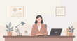 © STOCKHUB - Calm businesswoman working at her desk, perfect for websites or brochures promoting a calm and productive work environment.