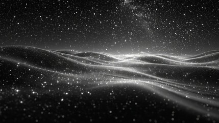 Wall Mural - Abstract Cosmic Landscape In Black And White