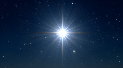 Wall Mural - Bright Celestial Star Shining in a Dark Night Sky with Twinkling Distant Stars