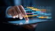 © Kishore Newton - Professional managing colorful project timeline on tablet with gantt chart visualization