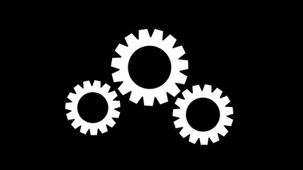 Cog wheel icon. Gear wheel icon. Gear setting icon. Spinning gear animation. Black  glowing settings icon on background Rotating cog icon. Rotating Gear Animated icon on transparent background 4k. Cog