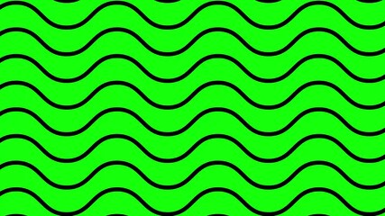 Wall Mural - Animated black wavy lines. Linear background. Decorative pattern. Looped video. Vector illustration isolated on green background.
