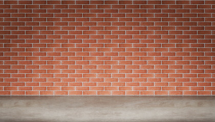 Wall Mural - Inside the room, the floor is made of cement and the walls are made of bricks for advertising