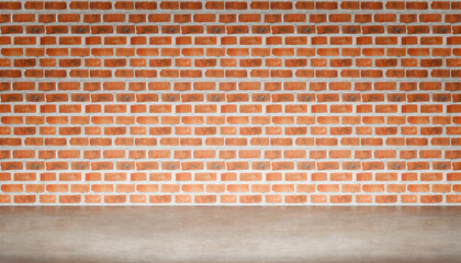 Wall Mural - Inside the room, the floor is made of cement and the walls are made of bricks for advertising