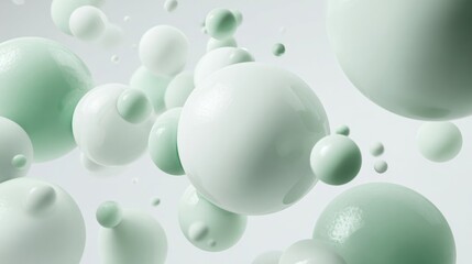 Sticker - abstract representation of floating spheres in soft green tones