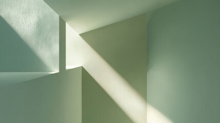 Wall Mural - Abstract Geometry with Light and Shadows in Soft Green Tones