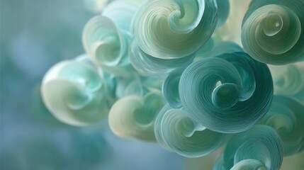 Sticker - abstract swirling shapes in soft green and teal tones with depth