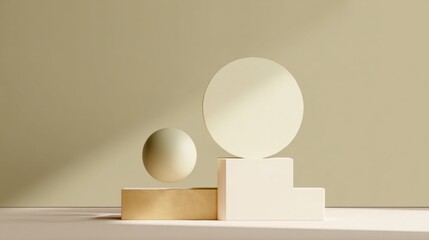 Canvas Print - abstract composition with geometric shapes on neutral background