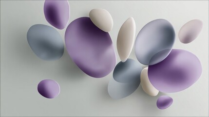 Canvas Print - abstract shapes in soft purple and gray colors on a light background