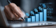 © Tu - Business graph with percentage, special offer of shopping department store discount and tax concept, adjusting interest rates, raising interest rates to fight inflation, returns on investments.