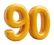 © Karina - Vibrant yellow decorative number 90 modern display contemporary viewpoint isolated on transparent background