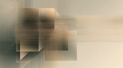 Wall Mural - abstract geometric composition with linear patterns and soft tones