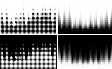 Wall Mural - halftone wavy pattern collection. circle dots wavy background. curved wave sound gradient texture. v