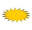 © Pixrow - Bold yellow spiky explosion badge – comic style sticker or label shape on transparent PNG