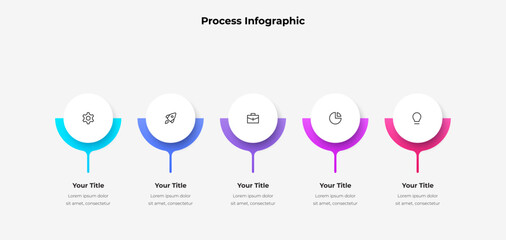 Wall Mural - a vibrant process infographic featuring five sequential steps with icons and placeholders, ideal for