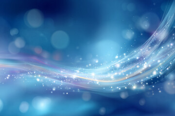 Wall Mural - abstract blue wave with glowing light particles and bokeh effect creating a magical and futuristic a