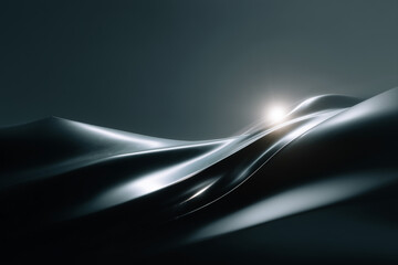 Wall Mural - abstract smooth flowing metallic waves with light reflection creating futuristic and elegant forms