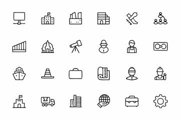 Wall Mural - A structured icon set illustrating the corporate and industrial sectors of society. Great for economic reports, business education, and industrial analysis