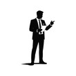 © Mst Raosonara - Silhouette of a businessman in a suit pointing with a document