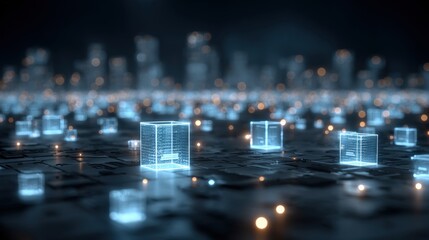 abstract network grid with files and folders, futuristic software interface, digital document manage