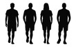 © Antu - Vector art of silhouette of people walking isolated on white background, a group of men and women