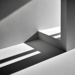 Wall Mural - Monochrome Interior Corner with Step, Column, and Shadow Patterns